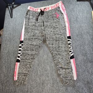 Baby Phat Y2K Joggers Womens 2XL Gray Pink Lace Up Side Streetwear Sweatpants